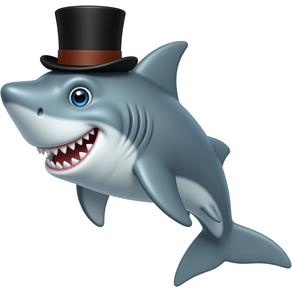 Shark with a top hat emoji