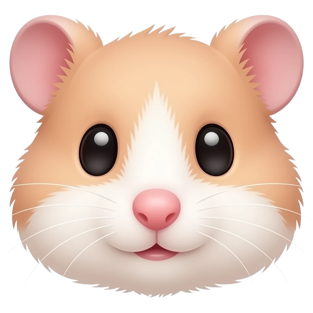 realistic Peach pink baby hamster face Cute hamster face view 🐹 emoji
