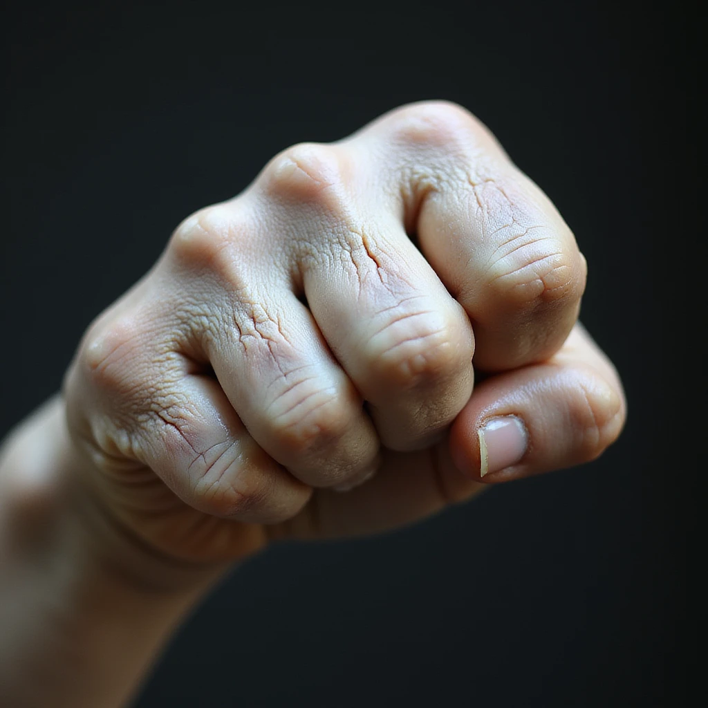 an elderly wrinkled white fist, detailed, realistic style emoji