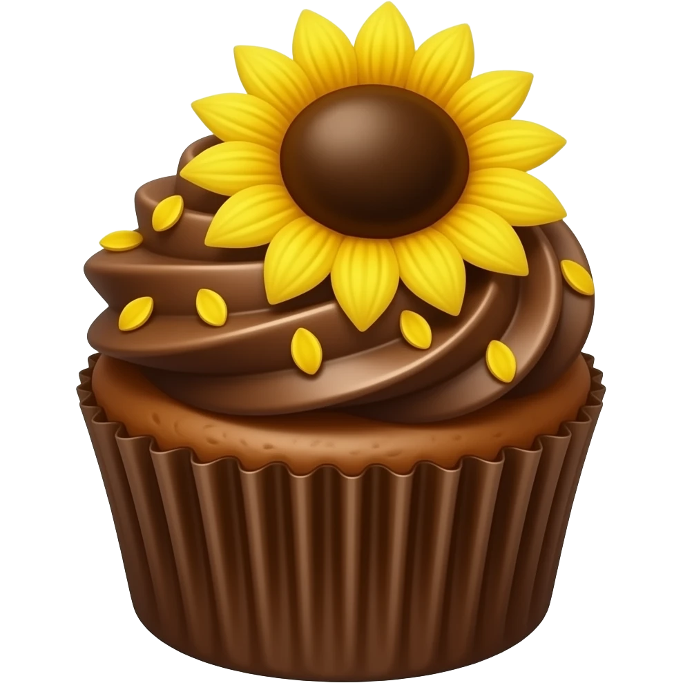 chocolate cupcake with sunflower for icong emoji