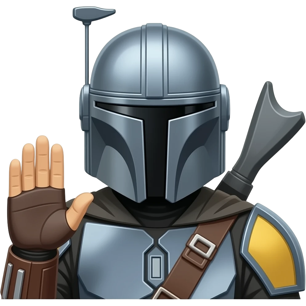 mandolorian palm to face, bowing. head emoji