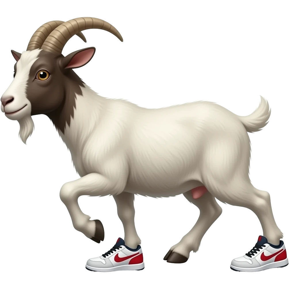 Goat with running shoes on emoji