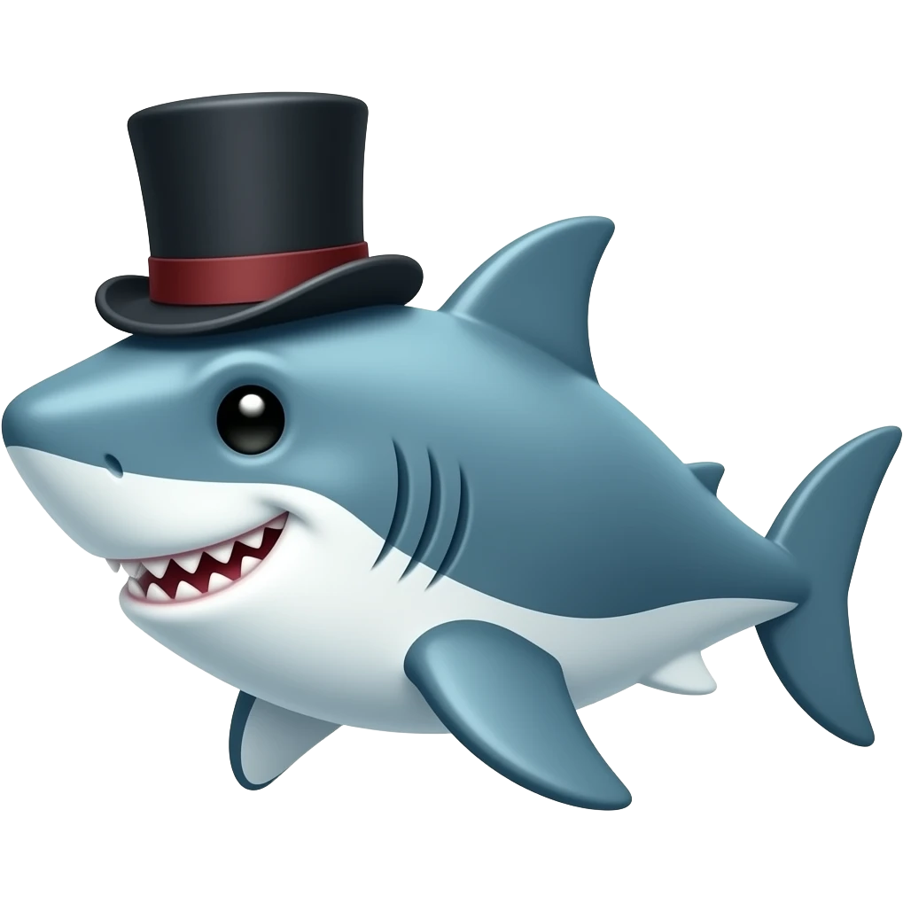 Shark with a top hat emoji