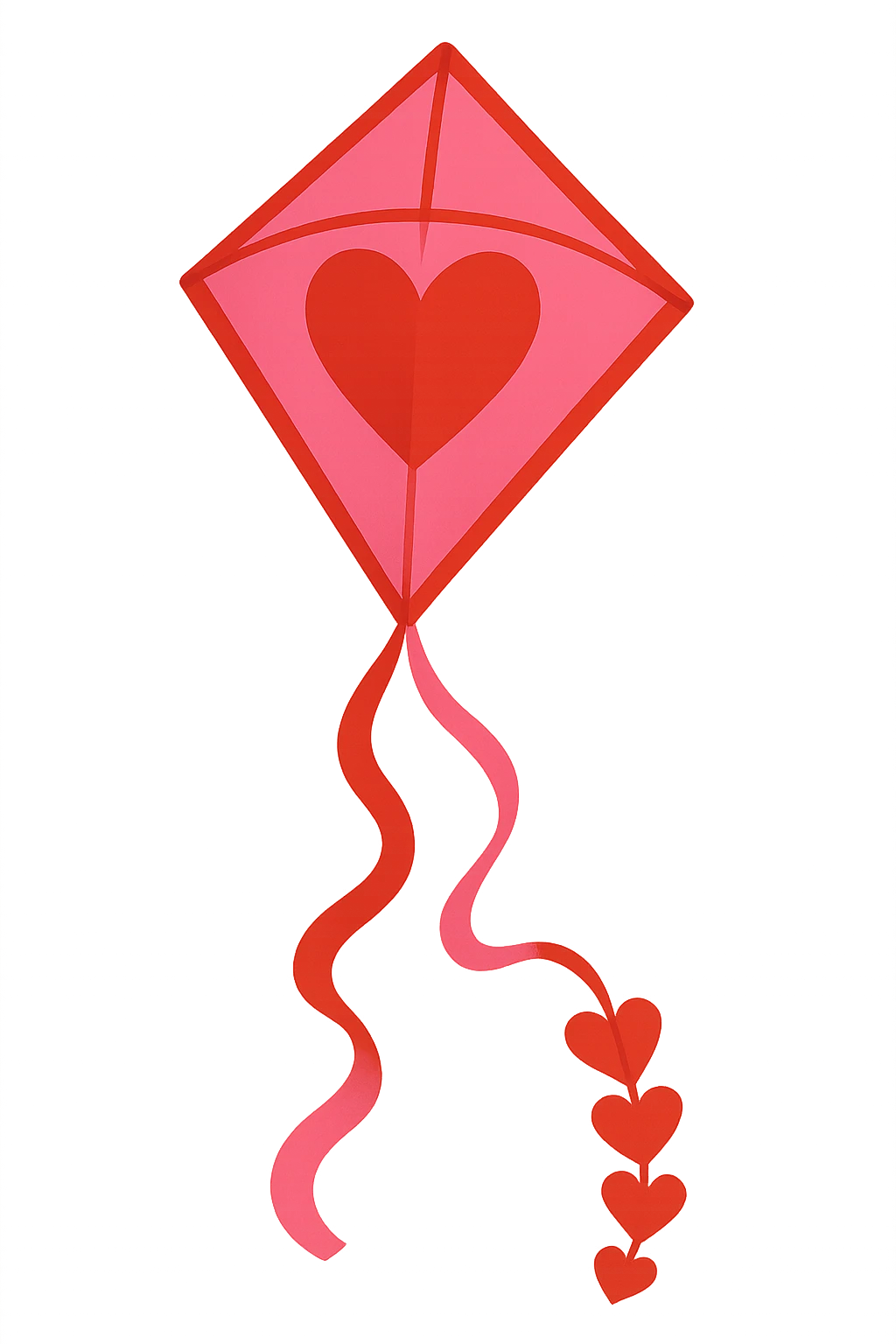 love-themed kite with heart tail emoji