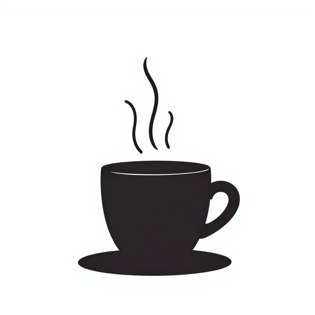 hand-drawn doodle of a coffee cup with steam emoji