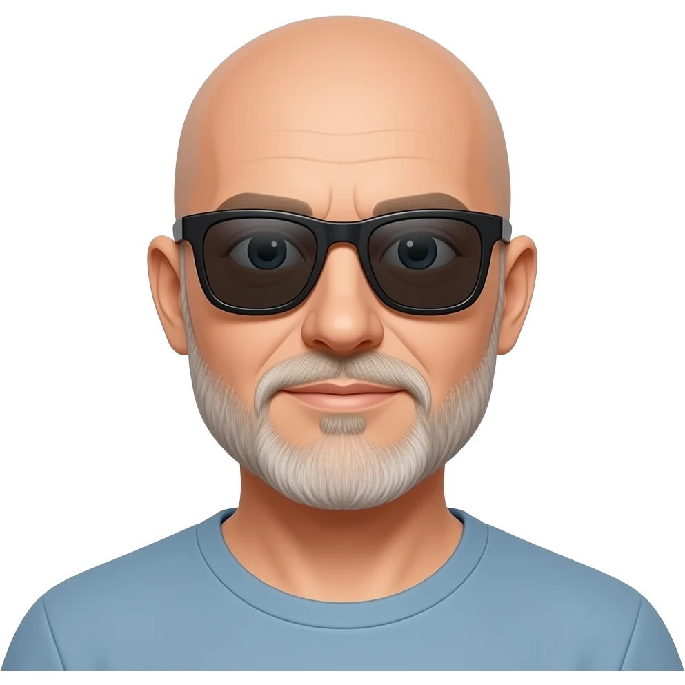Bald man with light beard and sunglasses emoji
