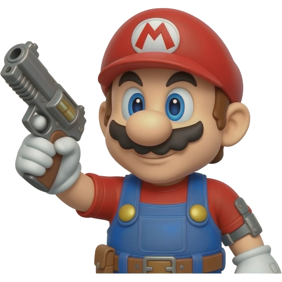 super mario bro  3d with star wars and a gun emoji
