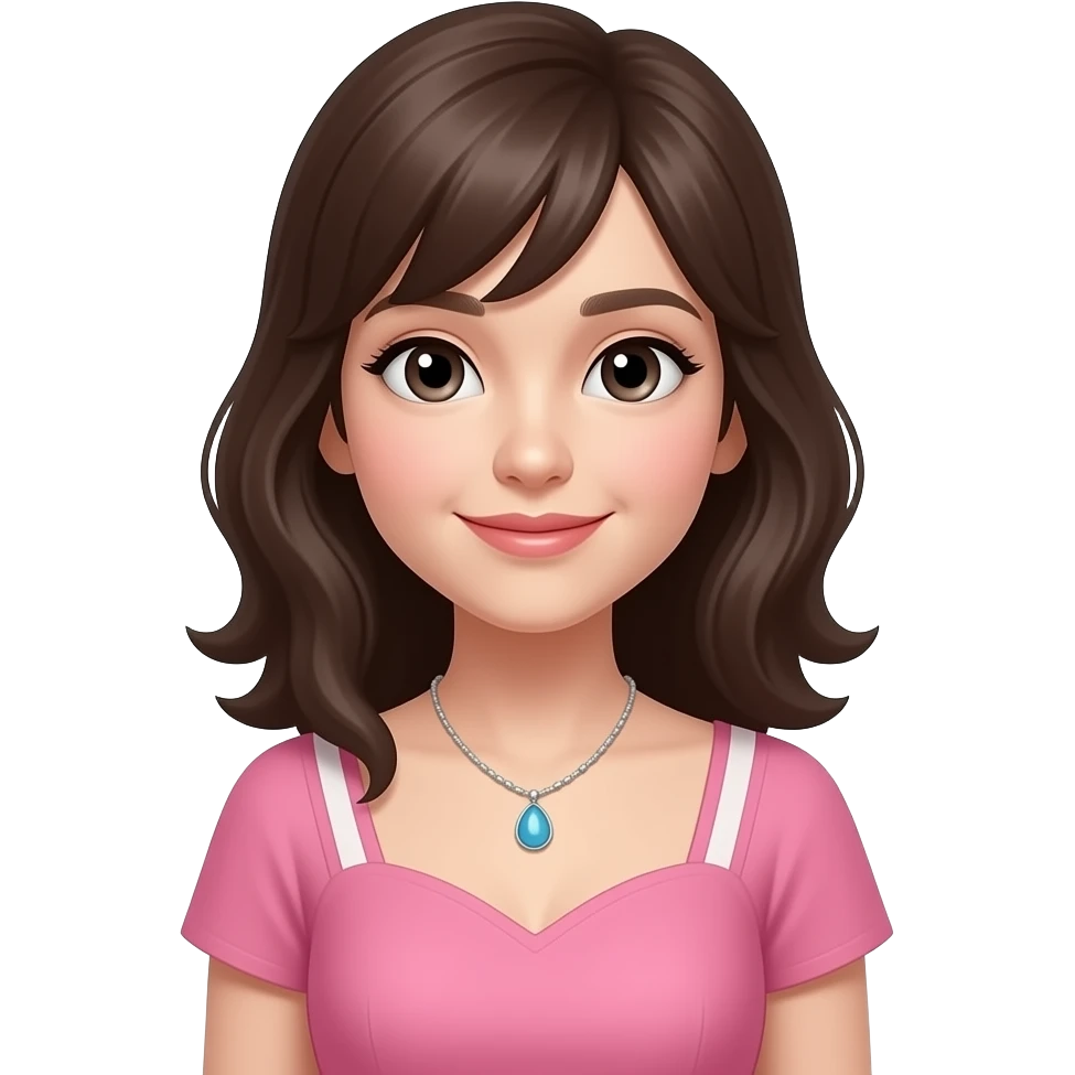 a young lady with pink frok and wear necklance emoji