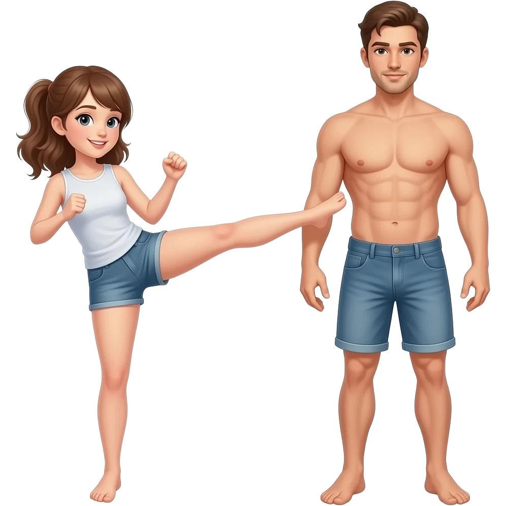 Woman and man naked full teens woman kick penis. emoji