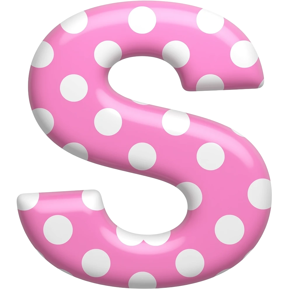 PINK WITH WHITE POLKA DOT  LETTER S emoji