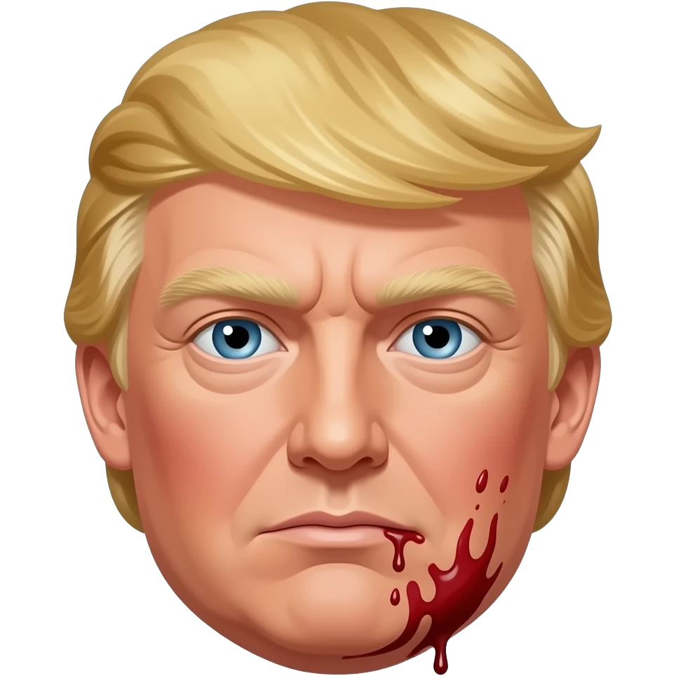 trump emoji with bloody ear emoji