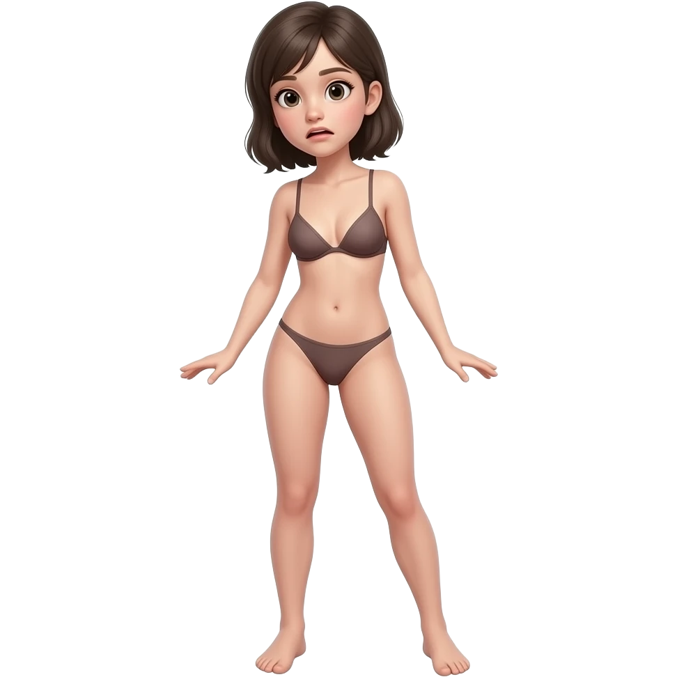 16 years old teen girl/ all bottomless naked full body/ bottomless bra/ embarrassing face pose like this/ legs/ feet emoji