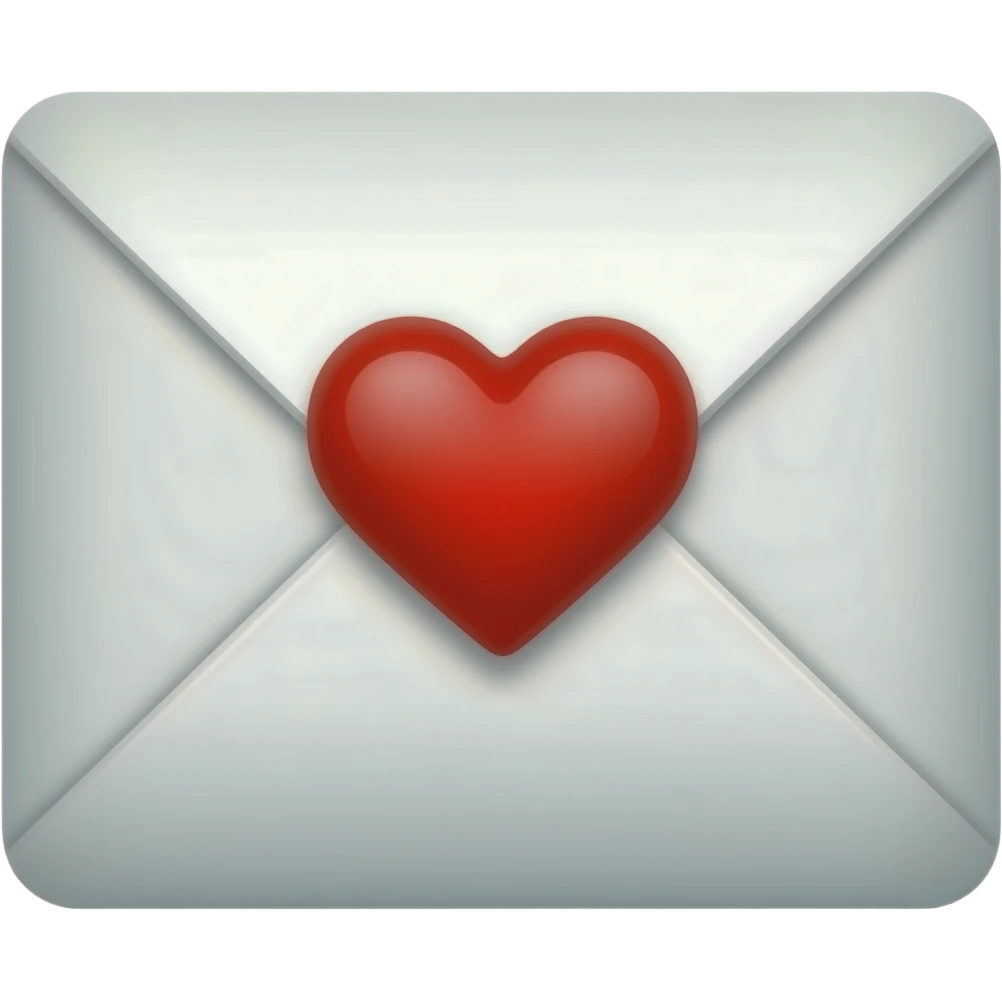 a closed white envelope with a red heart on it emoji