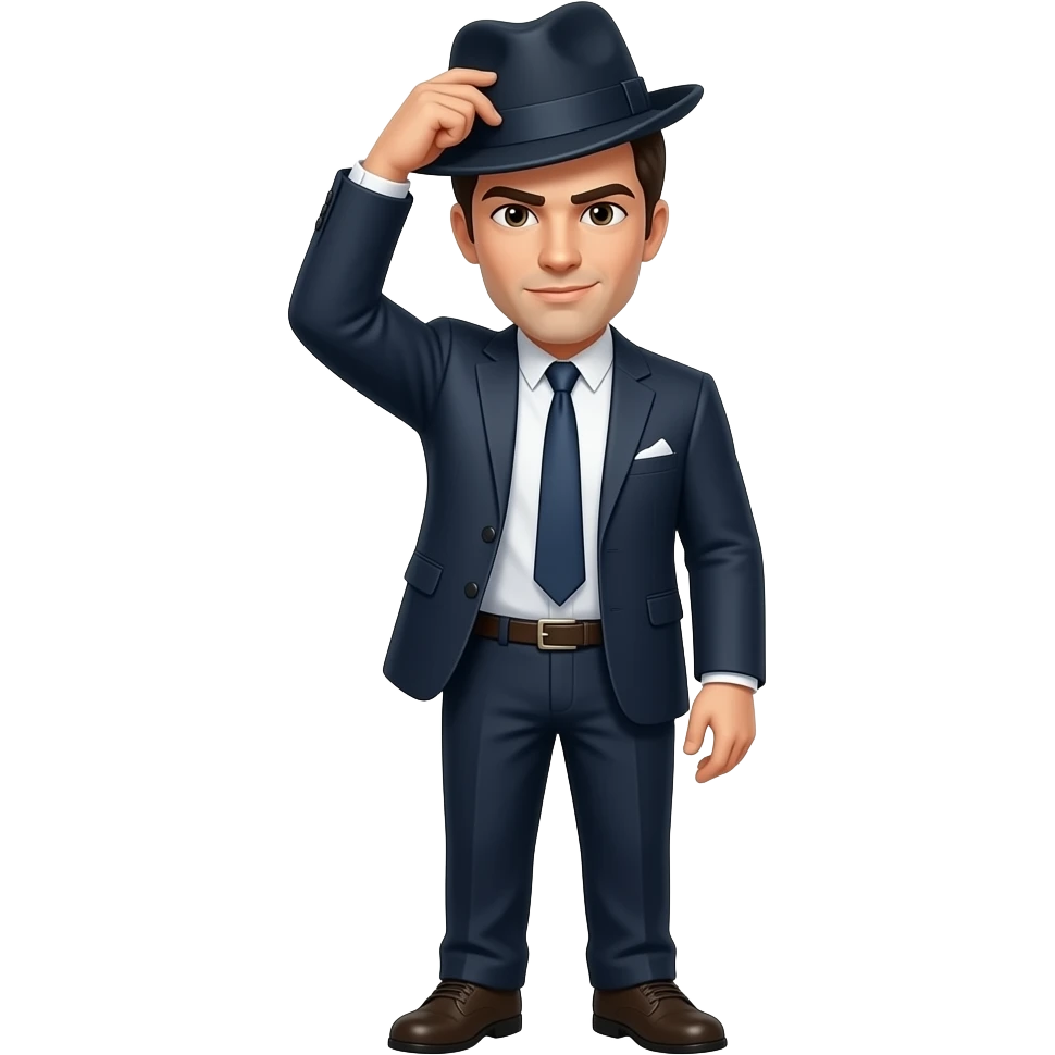 😏 emoji using one hand to tip fedora on head emoji
