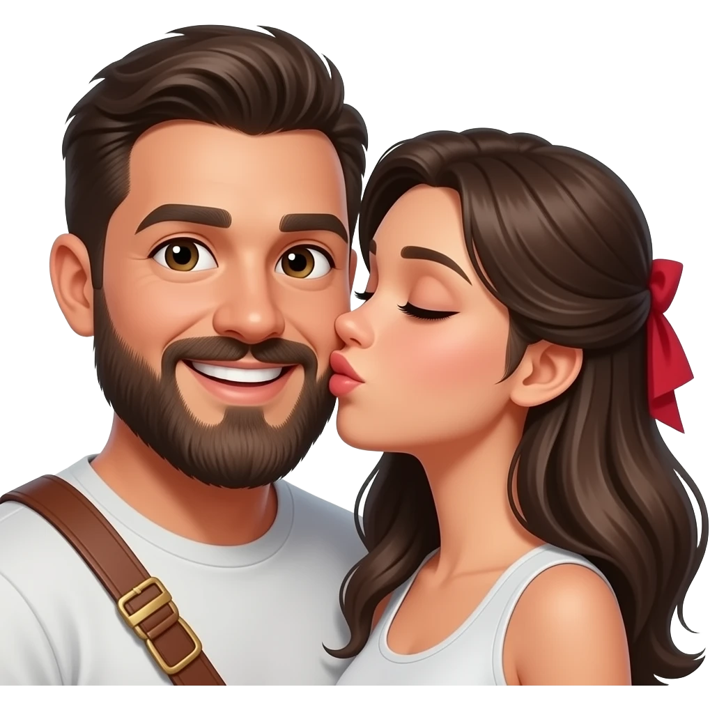 A fighter worior man kissing with his girlfriend girl and boy face quality is good and happy emoji