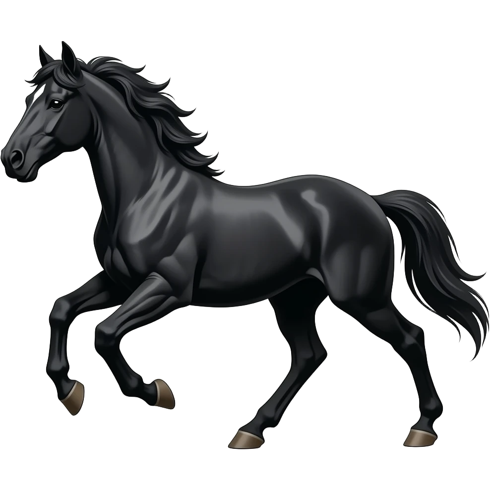 Real black horse and dangerous  run emoji