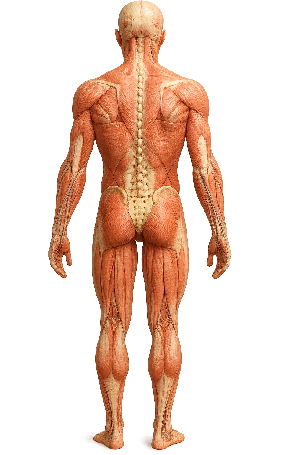 corpo umano anatomico con schiena piatta, iperrealistico 4k emoji