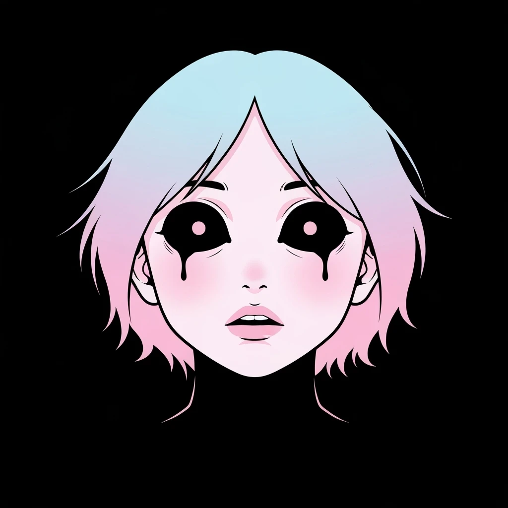 pastel horror profile picture, cute, expressive, minimal, black color palette, variation 2 emoji