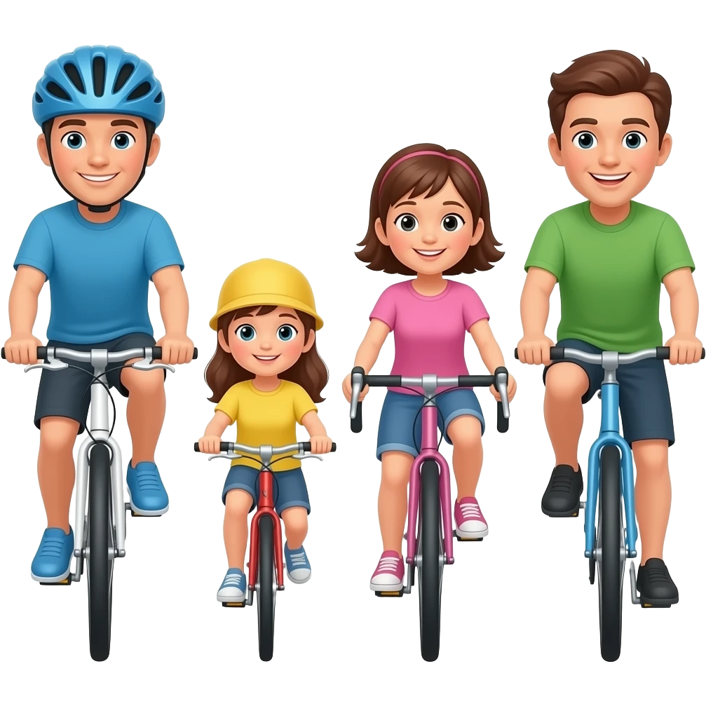 familia en bicicleta cada uno con su propia bicicleta emoji