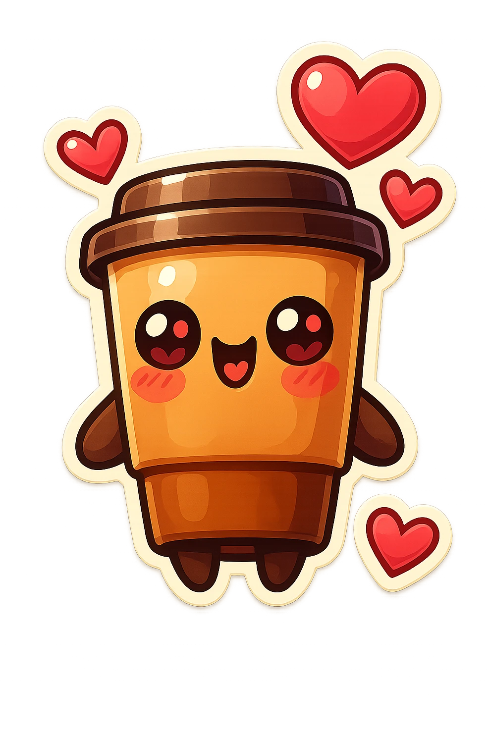 Tall coffee cup, extreme flirty, gushing with love, dramatic emoji