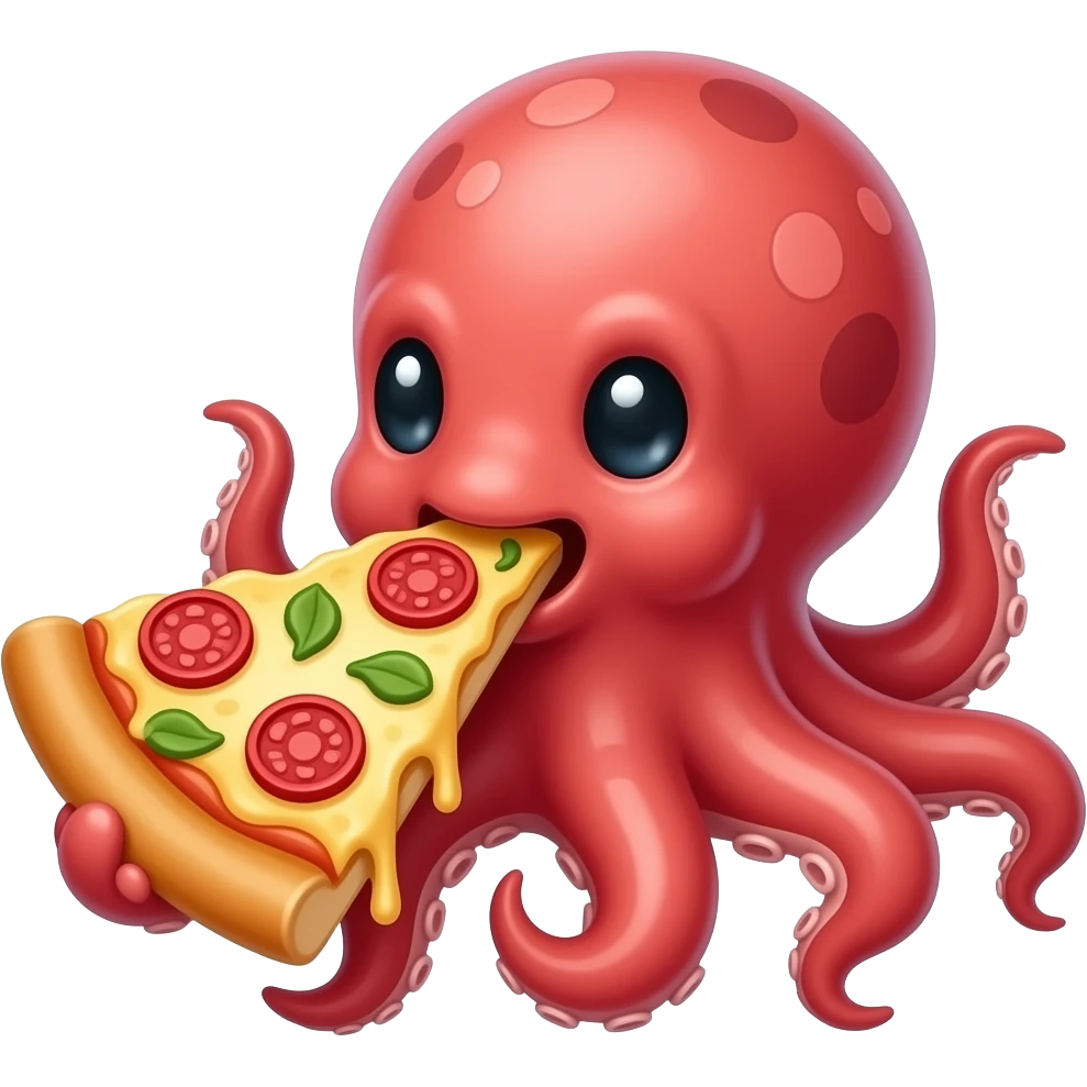 pulpo comiendo una porcion de pizza emoji