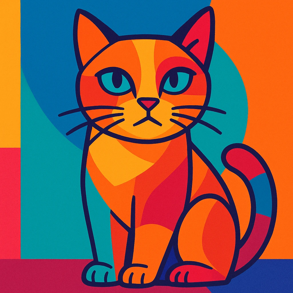 aesthetic cat, vibrant toon style emoji