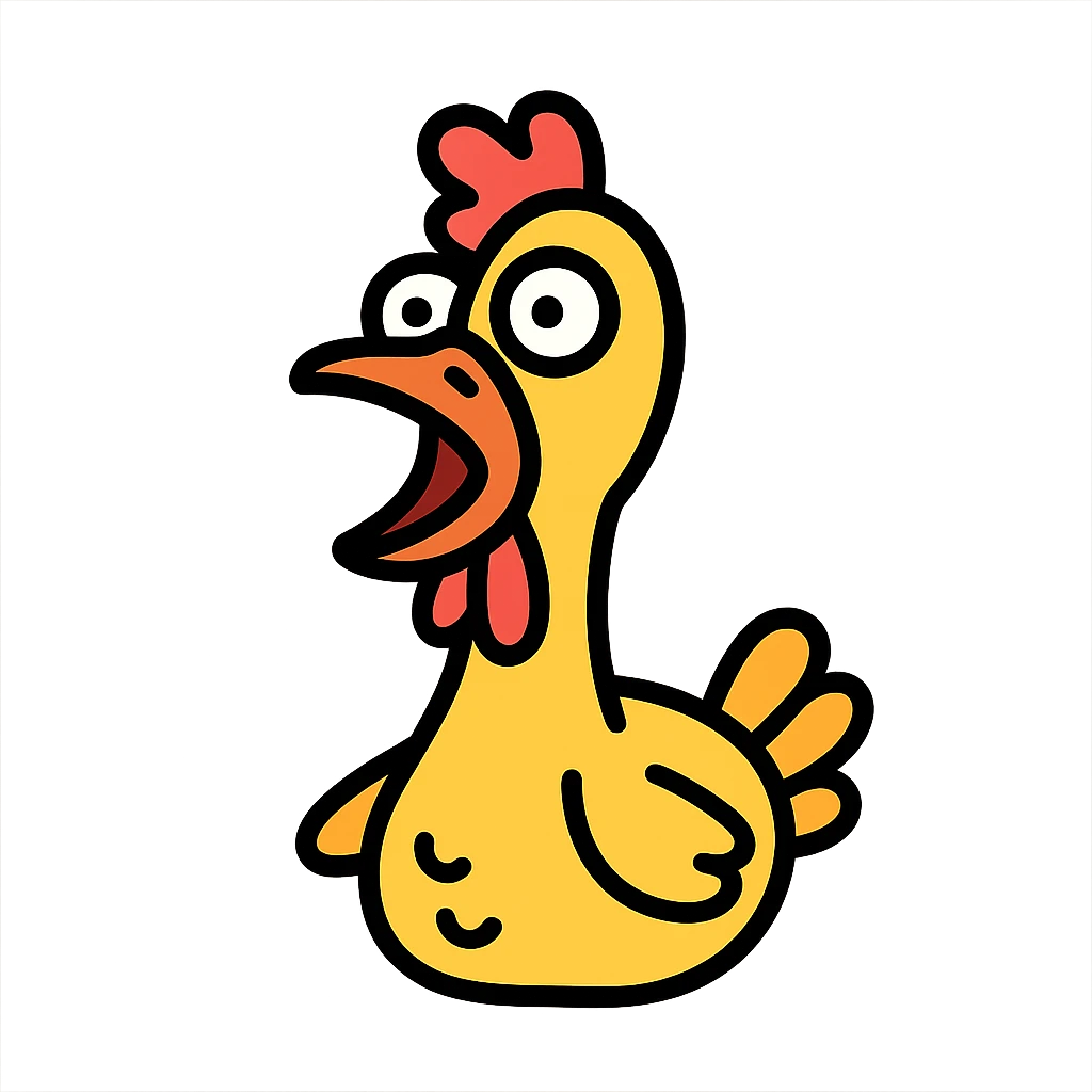 icon of a rubber chicken with exaggerated features, humorous and lighthearted emoji