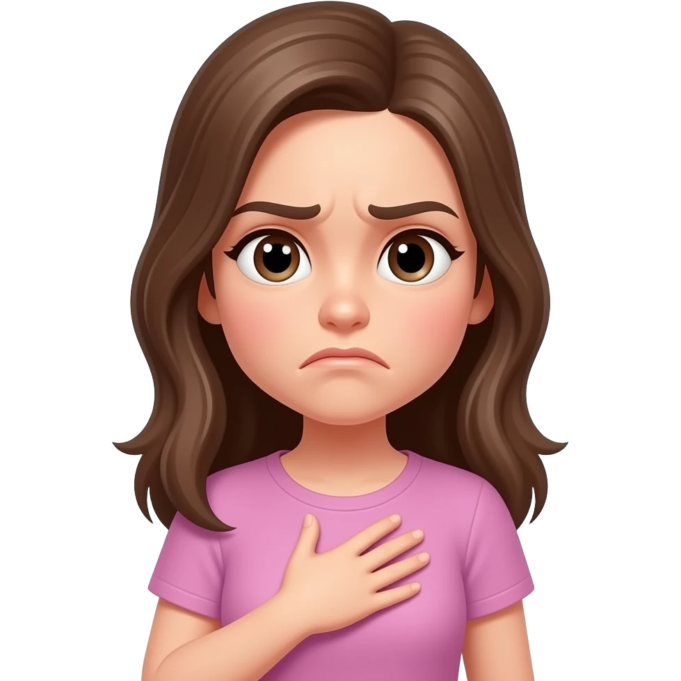Looks like messages emoji Girl with one hand on chest because offended disgusted face emoji emoji