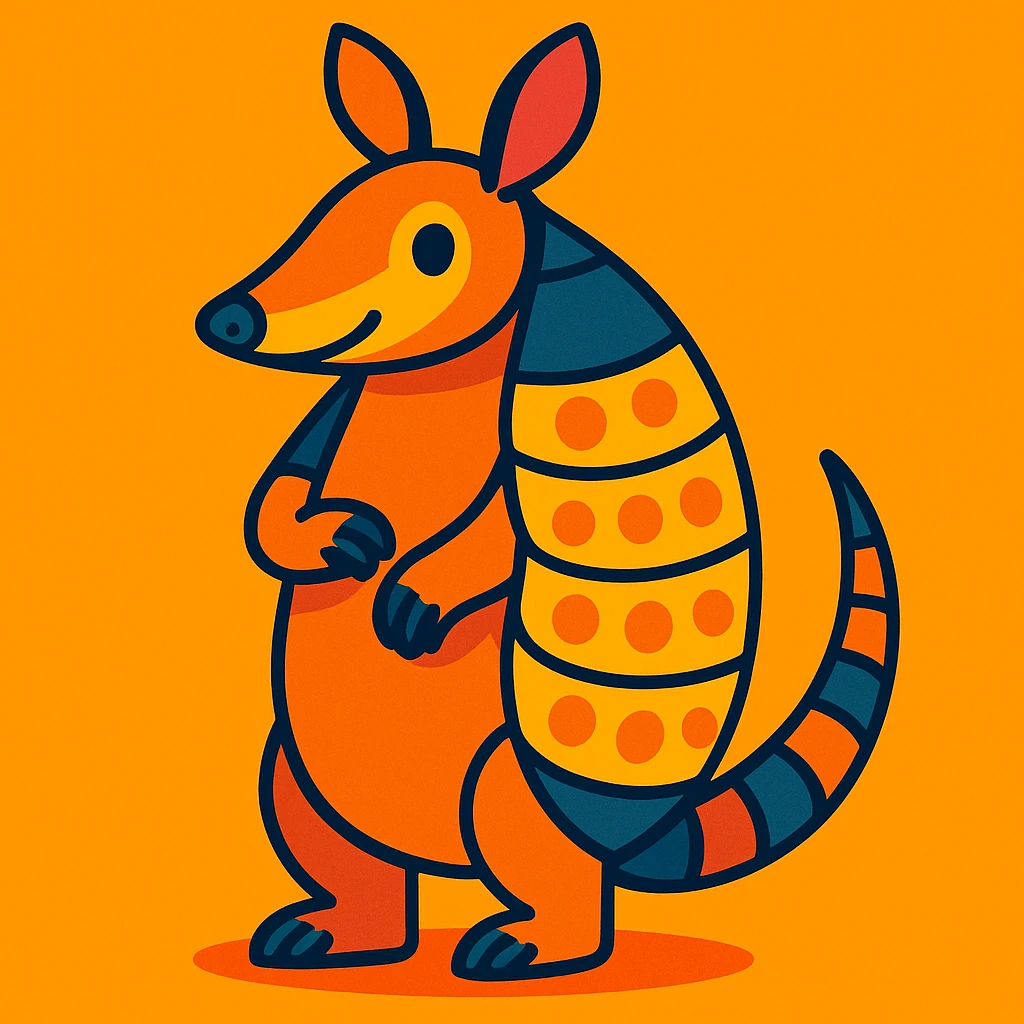 an armadillo, vibrant toon style, standing upright emoji