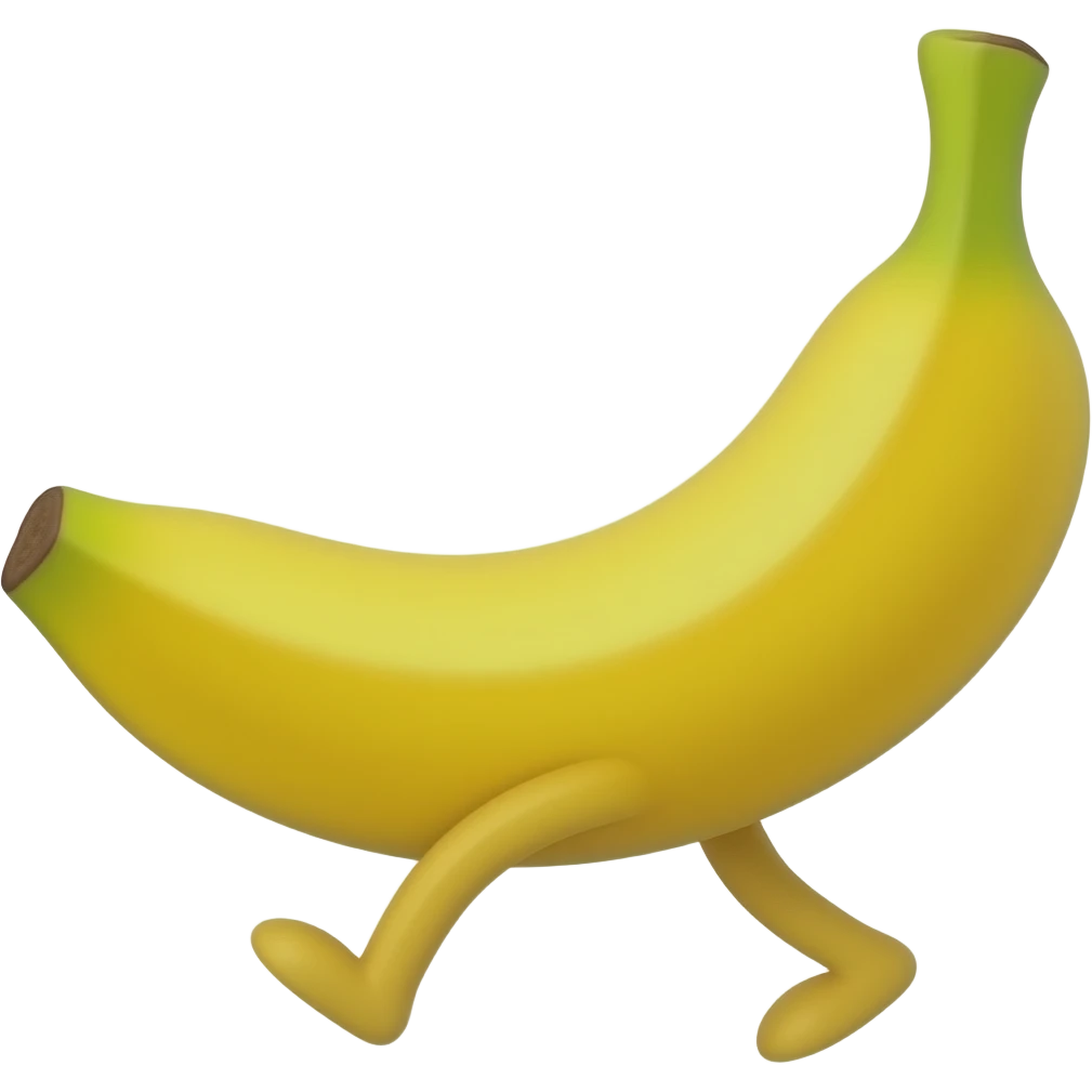 Custom iOS emoji with no blur and a white background. The topic of the emoji is "walking banana". It MUST maintain the general apple iOS emoji style. emoji