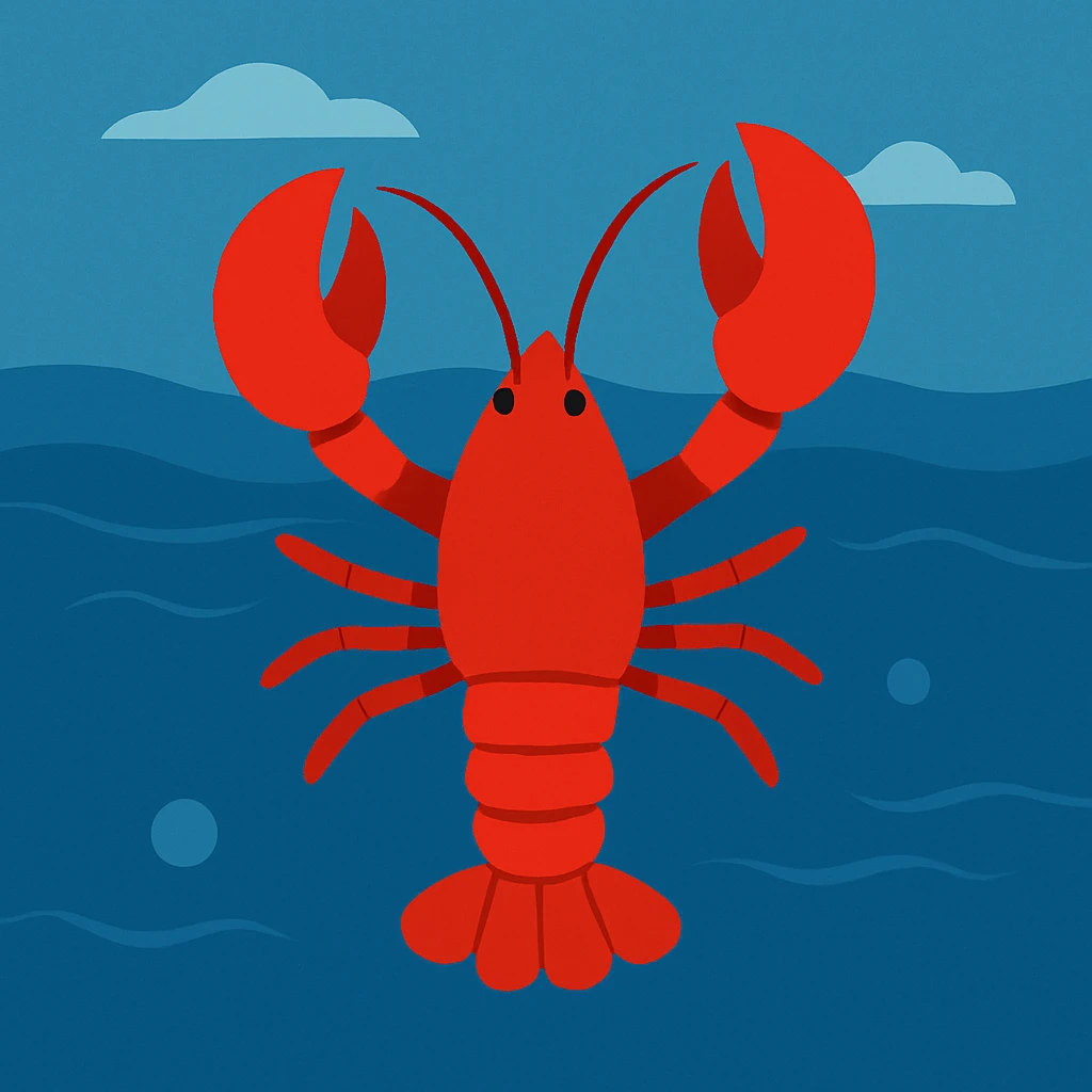 Flat design style lobster in the water emoji
