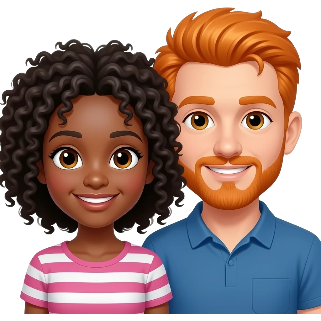 Black girl and orange  head guy couple emoji