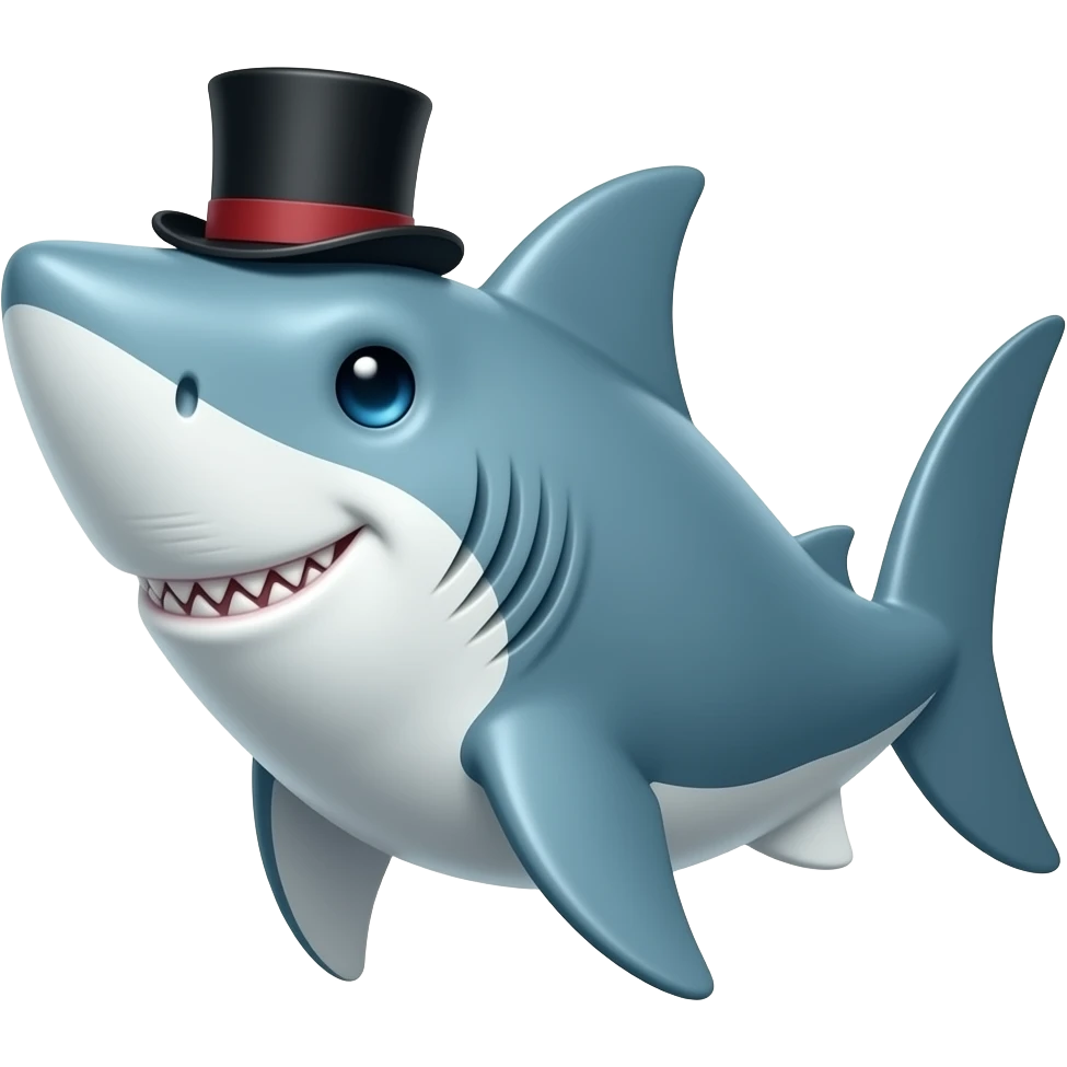 Shark with a top hat emoji