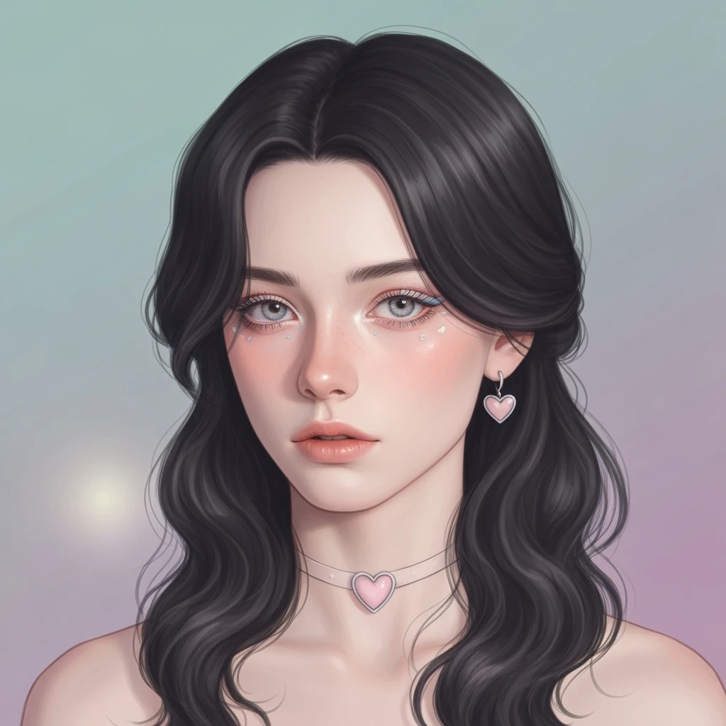 pastel emo profile picture with a heart accent, cute, expressive, minimal, variation 2 emoji