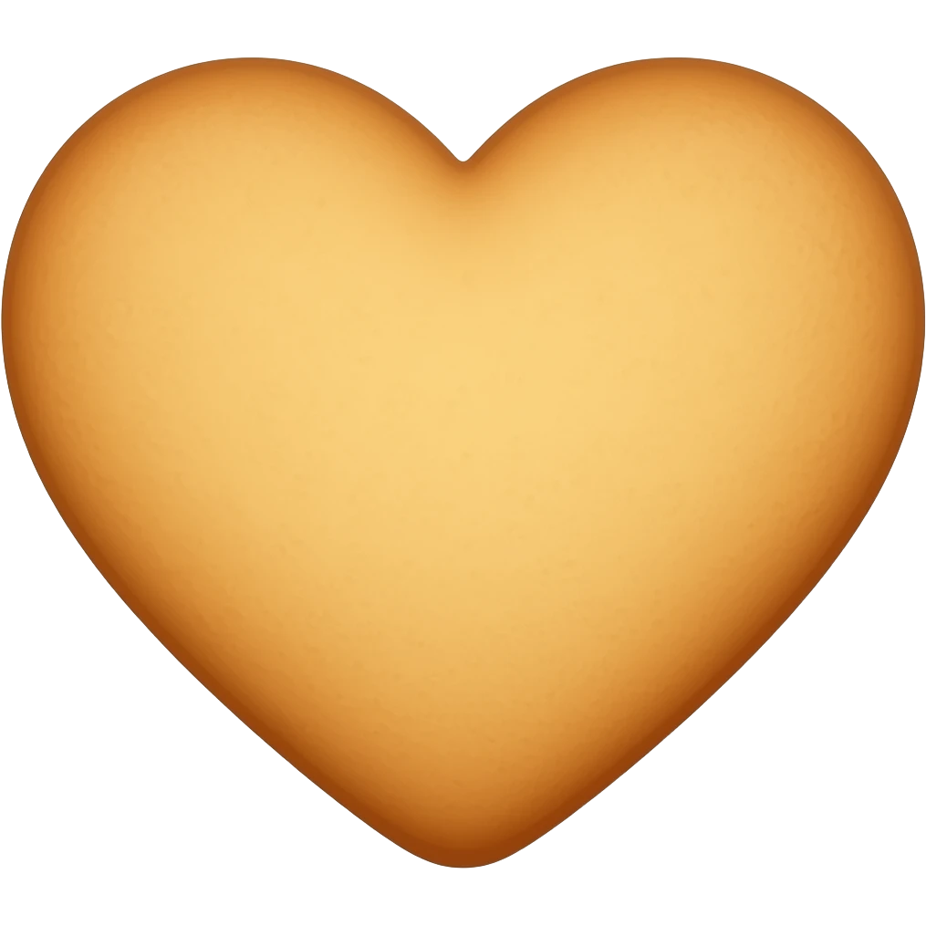 kawaii heart shaped cookie, soft golden brown color, slightly crispy edges, cute emoji style, clean background emoji