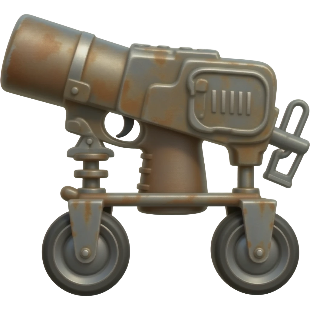 rusty gun machine on wheels emoji