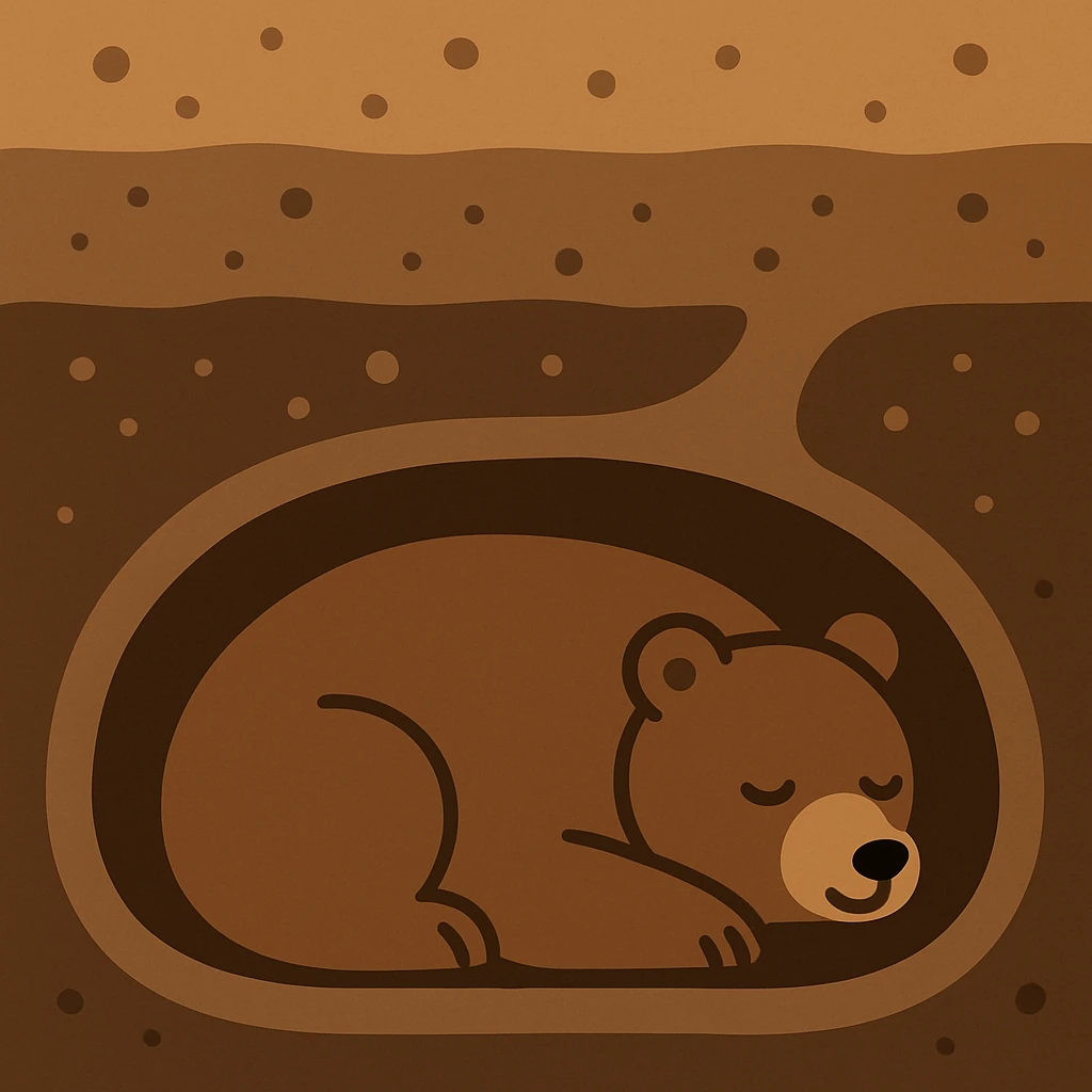 Flat design style brown bear under ground emoji