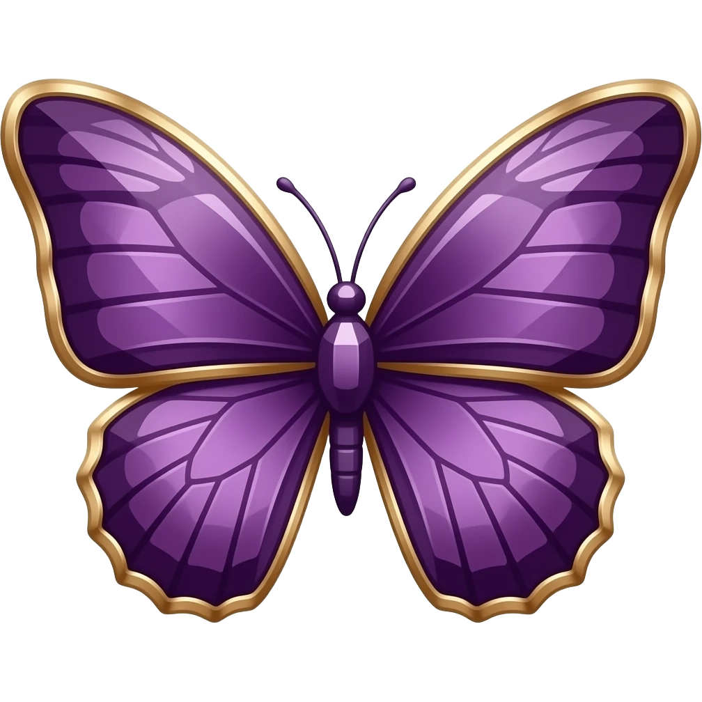 Detailed Cracked amethyst dark Violet crystal butterfly with rose gold trimmings emoji