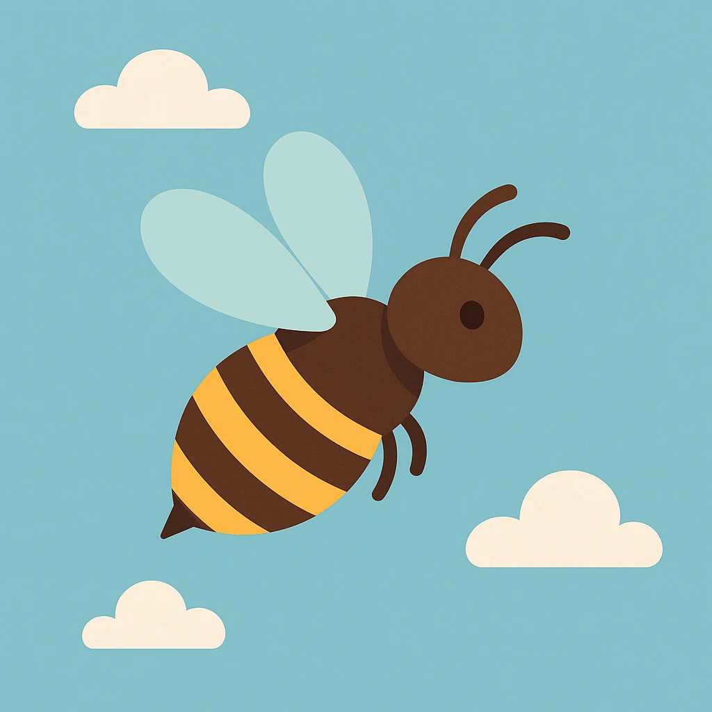 Flat design style bee in the sky emoji