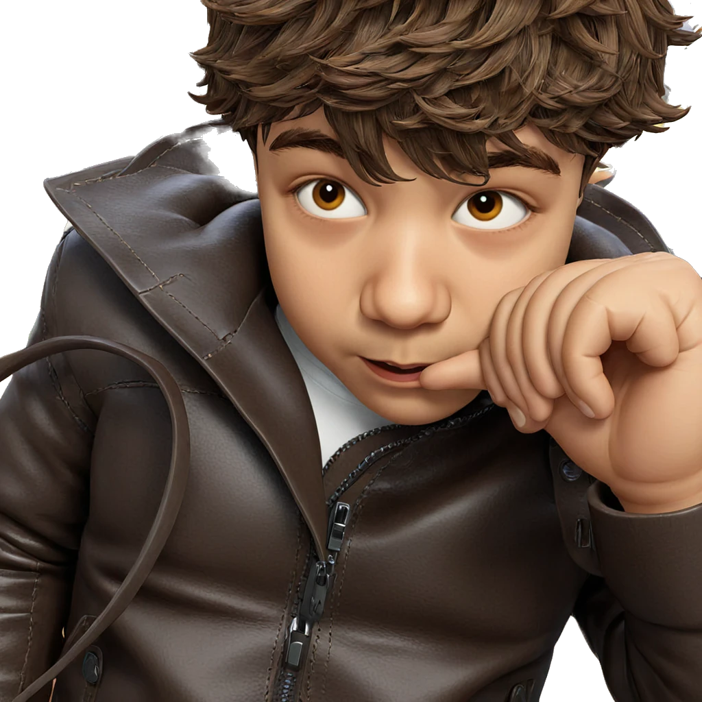brown haired boy in leather emoji