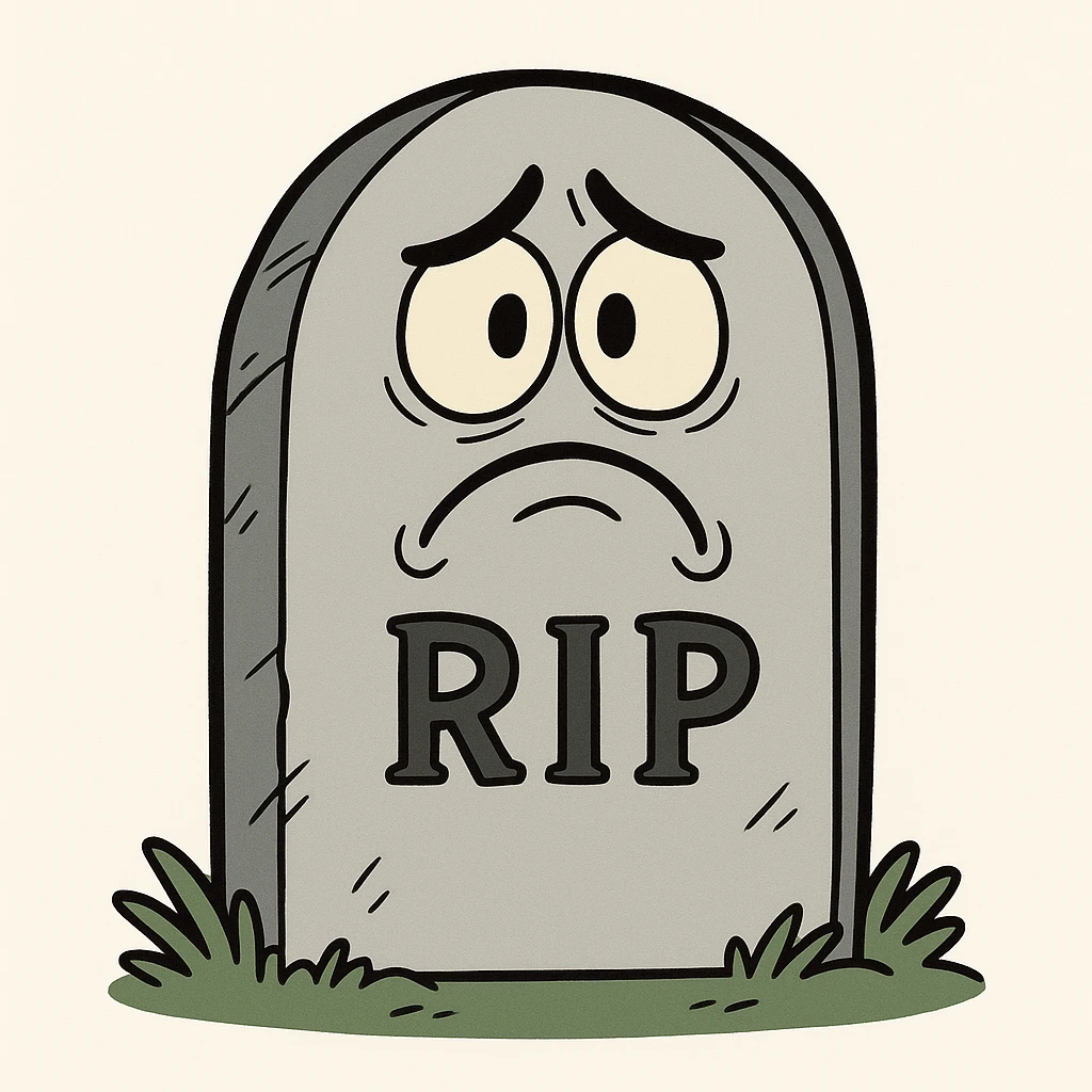 a headstone, cartoon style, simple lines, light gray color, white background emoji