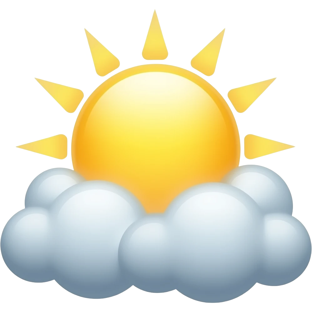 нарисуй реалистичное солнце в реалистичных облаках без поля в 3d ios стиле emoji