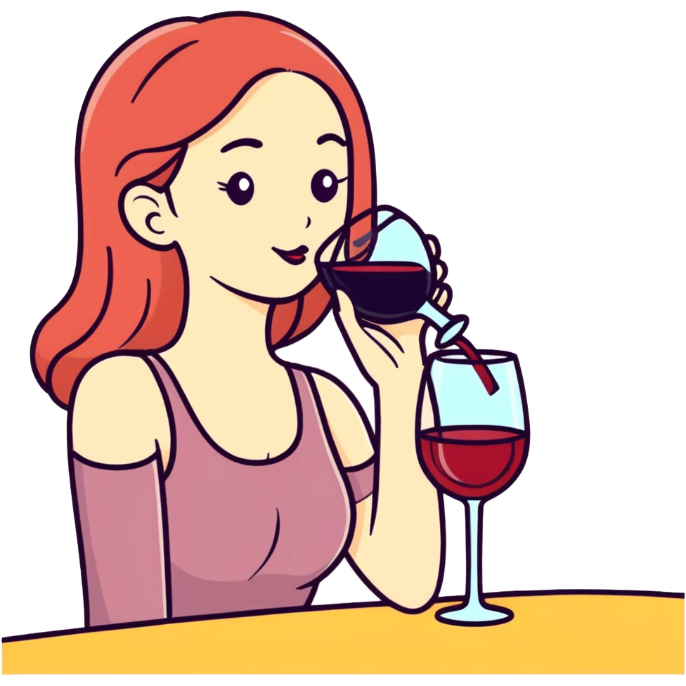 Lady drinking wine emoji