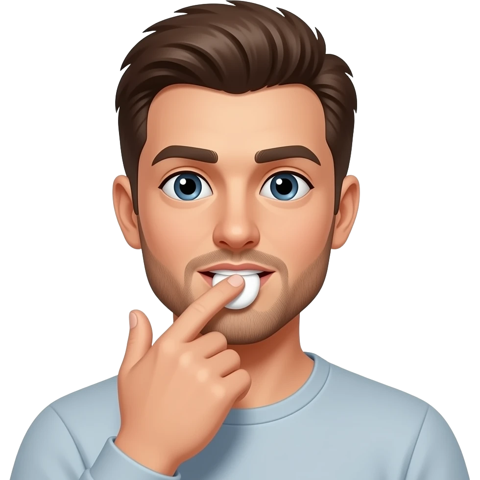 Male licking white off hand emoji