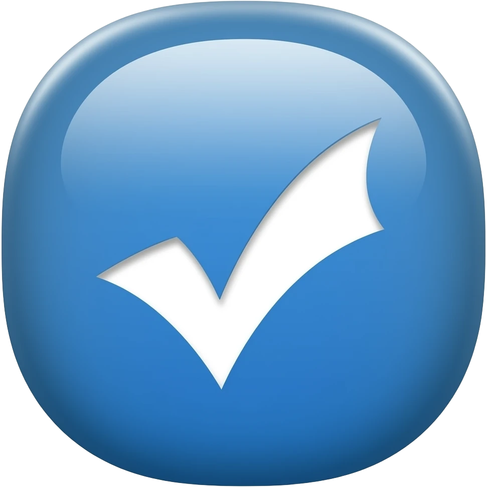 Arka pilanı mavi olan beyaz tik emoji