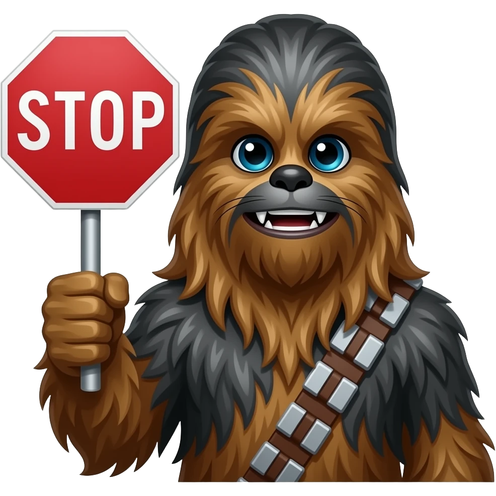 chewbacca holding a stop sign emoji