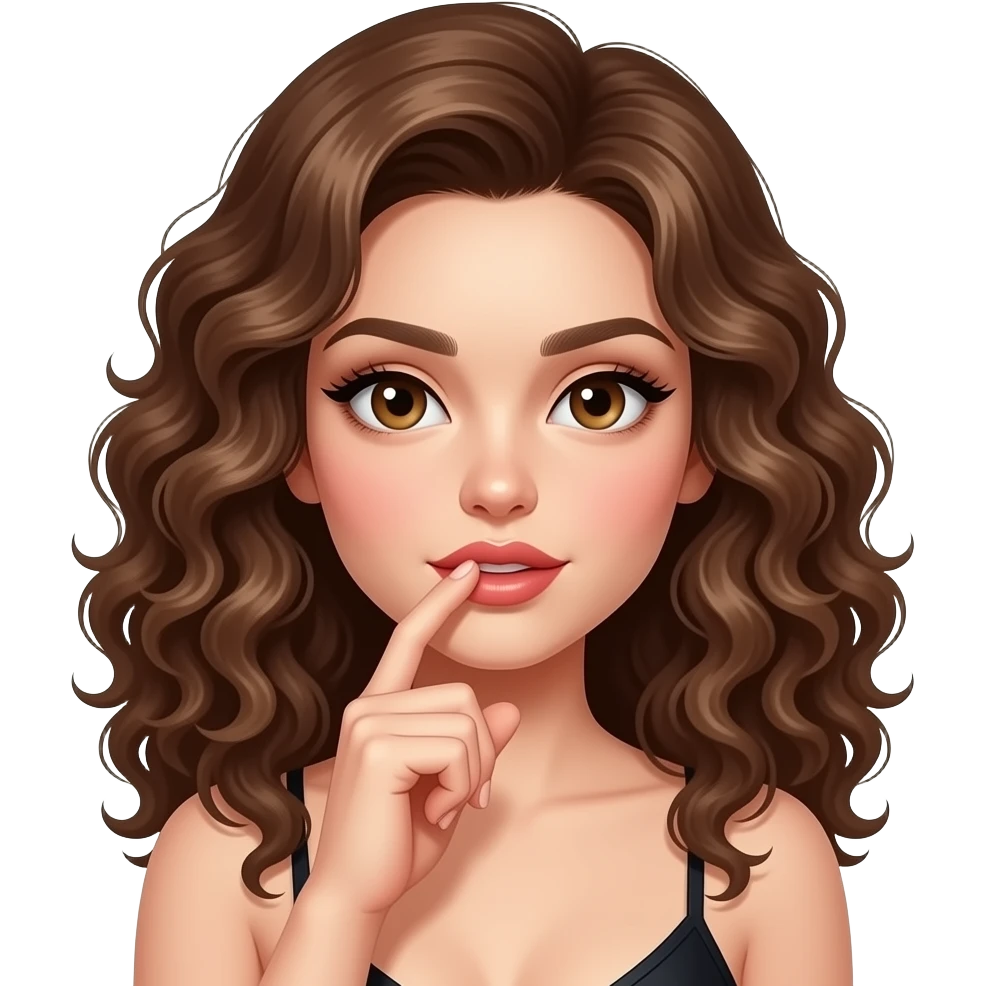 White girl with curly brown hair Who is sexy and who flirts with a finger in his mouth emoji