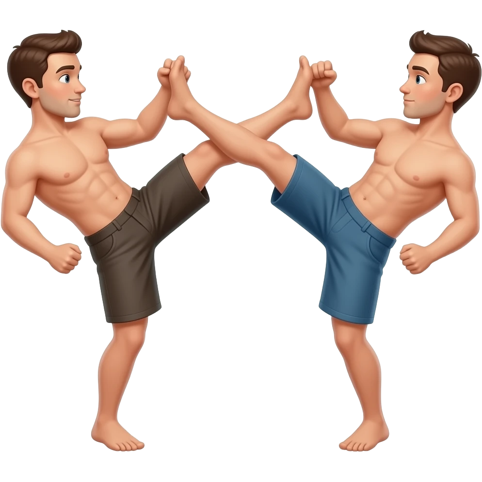 2 man naked kicking ass. emoji
