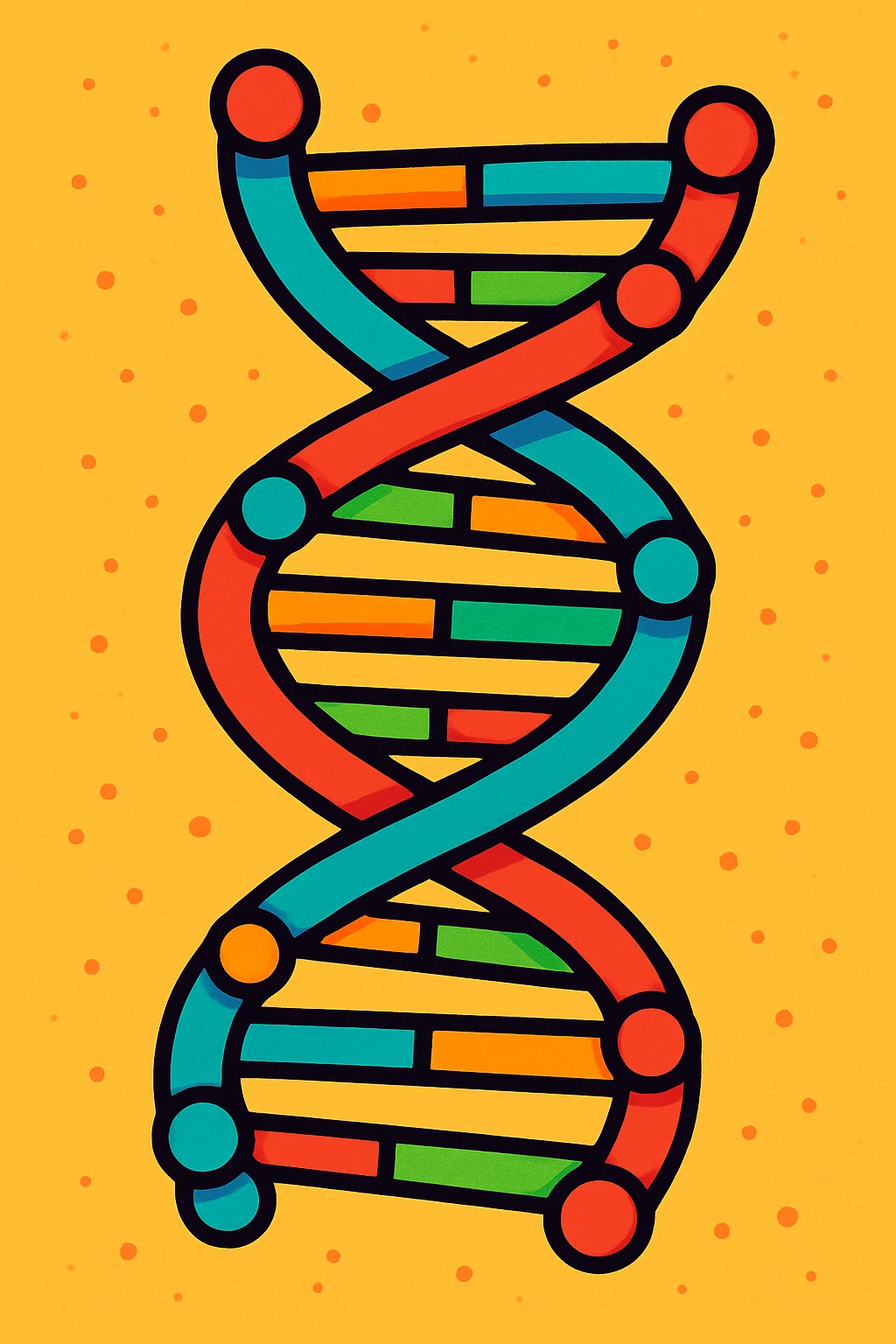 DNA double helix in a vibrant cartoon style representing biology emoji