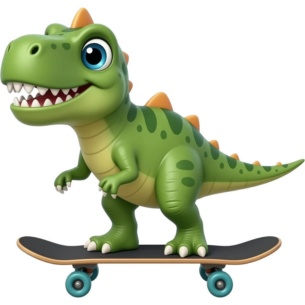Dinosaur on a skateboard emoji